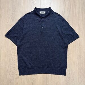 Buck Mason Avalon Cotton Short Sleeve Polo Knit Shirt Mens XL Dark Blue